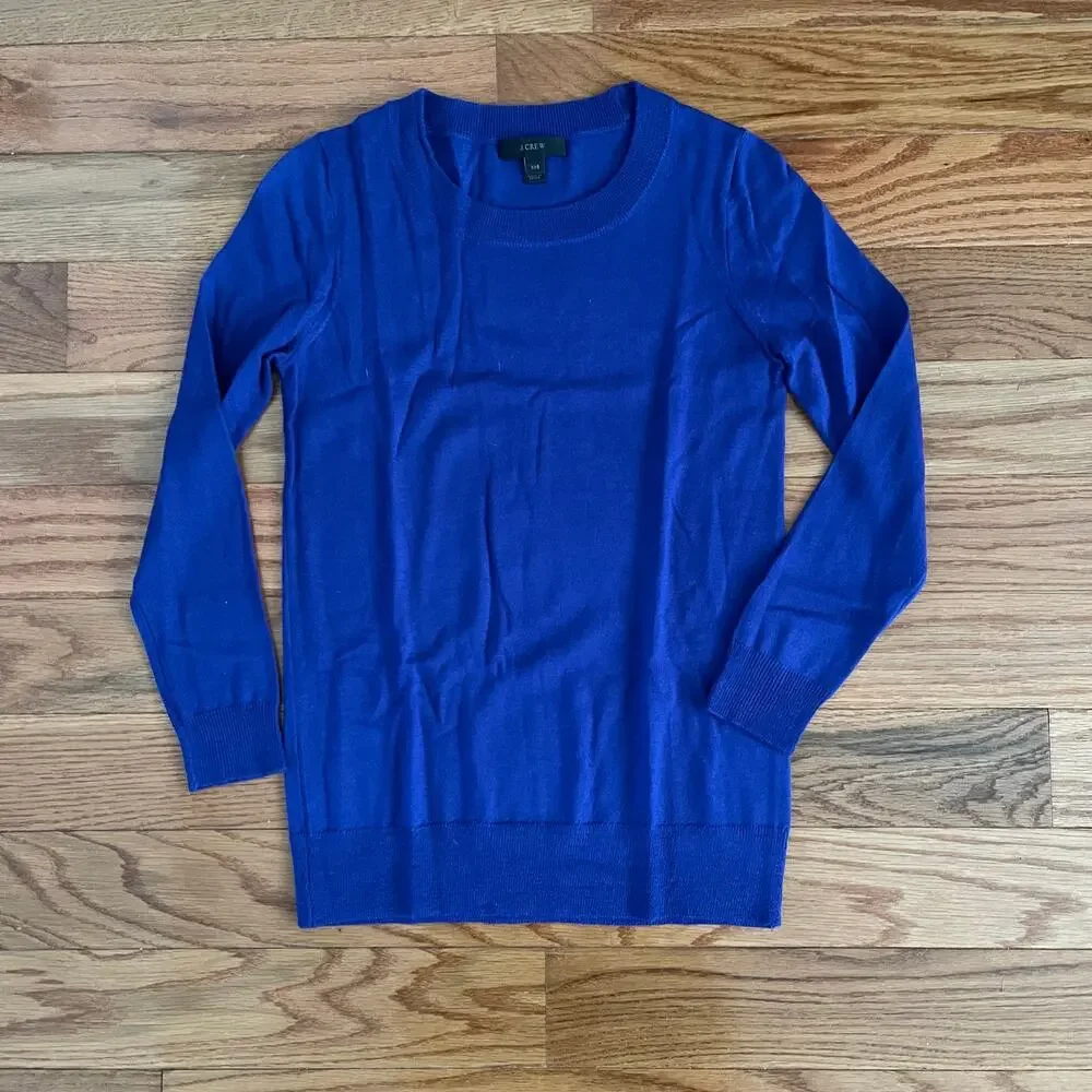 J. Crew Women’s XXS Tippi Merino Wool Crewneck Sweater Royal Blue Classic